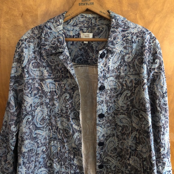 Baxter & Wells Vintage 90's Blue Floral Paisley Embroidered Jacket Boho Artsy XL - Picture 6 of 16